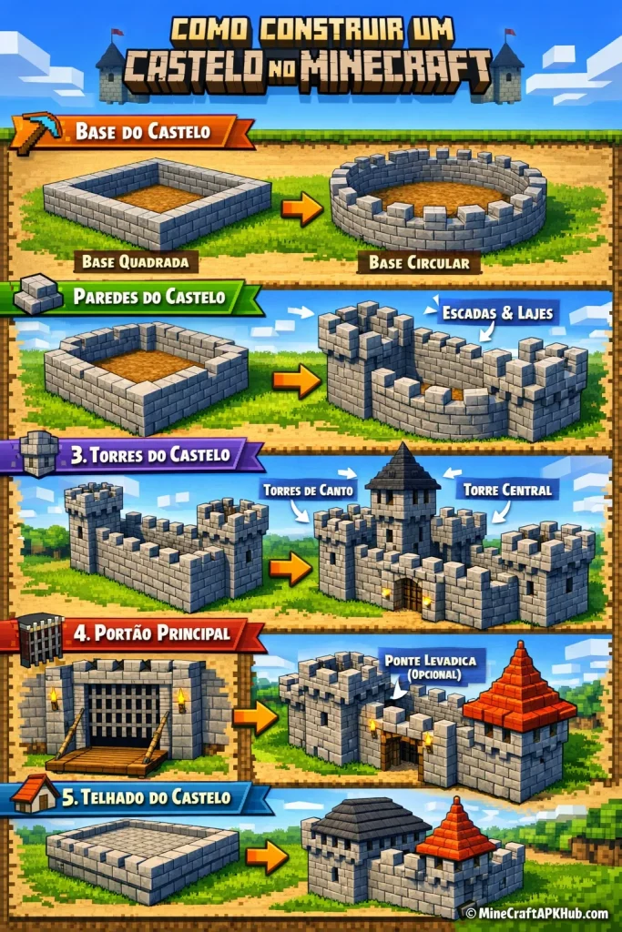 Como Construir um Castelo no Minecraft infographic